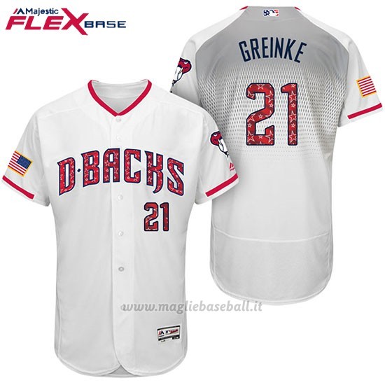 Maglia Baseball Uomo Arizona Diamondbacks 2017 Estrellas y Rayas 21 Zack Greinke Bianco Flex Base